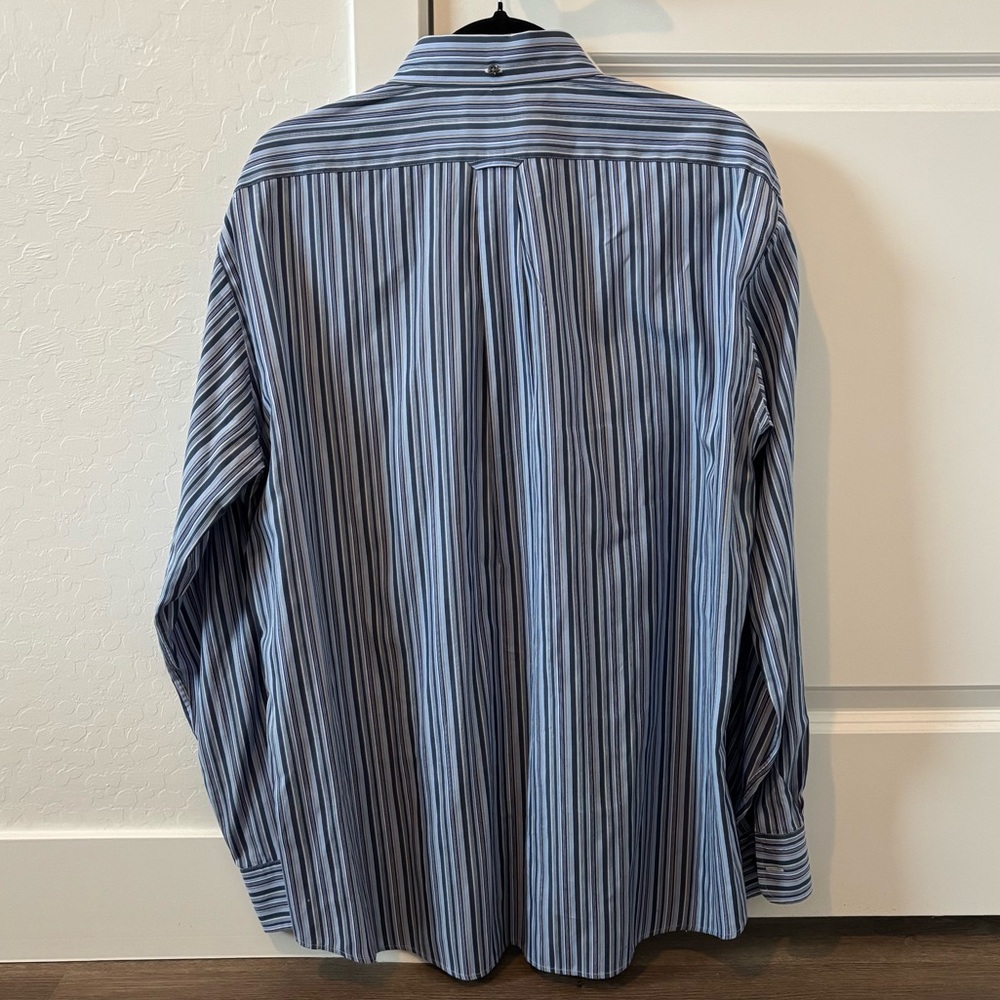 Faconnable Classique Blue Stripped Button Up Dres… - image 2